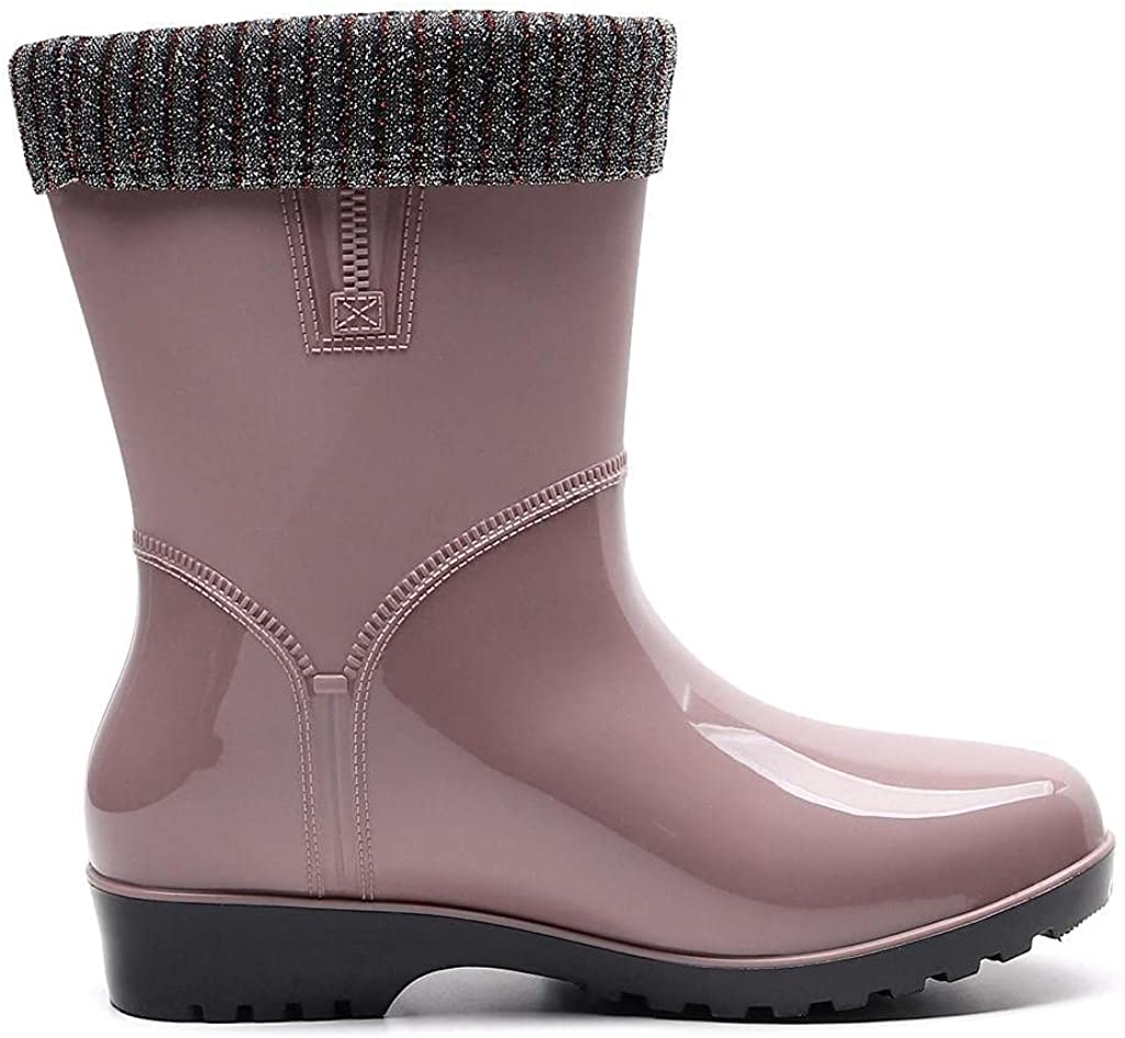 Aunimeifly Short rain Boots for Women and Waterproof Garden Shoes Stylish Light Ankle Rain Shoes and