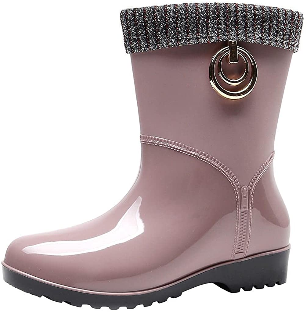Aunimeifly Short rain Boots for Women and Waterproof Garden Shoes Stylish Light Ankle Rain Shoes and