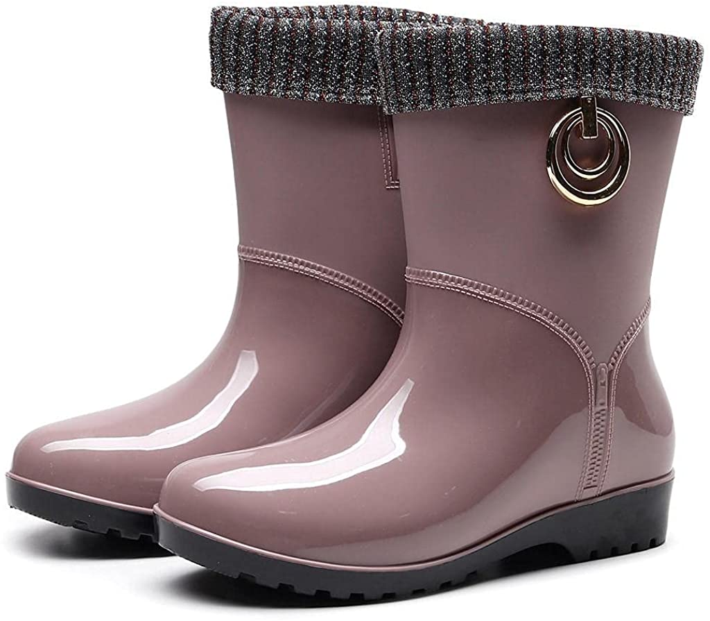 Aunimeifly Short rain Boots for Women and Waterproof Garden Shoes Stylish Light Ankle Rain Shoes and
