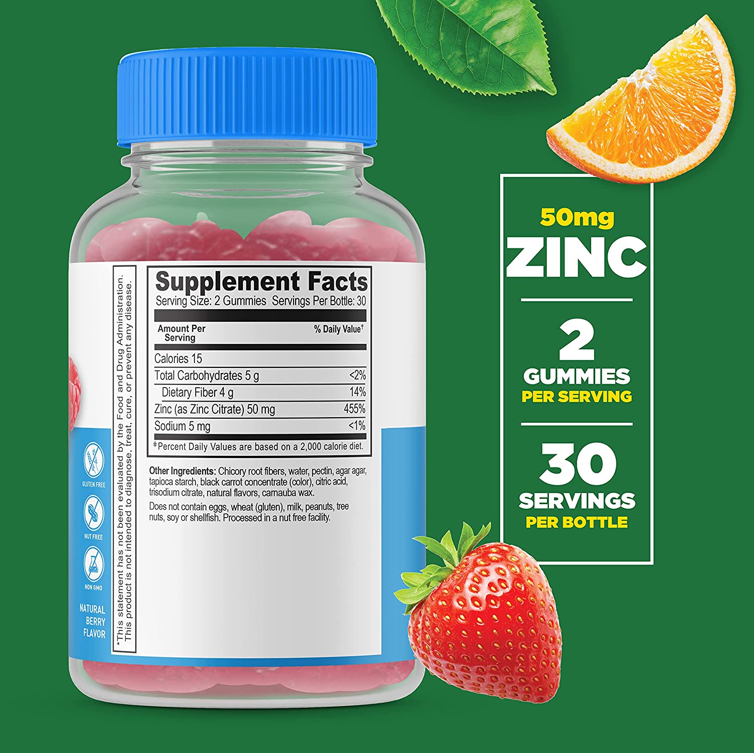 Lifeable Sugar Free Zinc 50mg + Vitamin C, Gummies Bundle - Great Tasting, Natural Flavor, Vitamin S