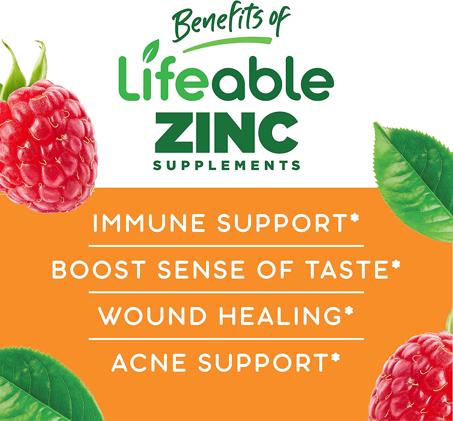 Lifeable Sugar Free Zinc 50mg + Vitamin C, Gummies Bundle - Great Tasting, Natural Flavor, Vitamin S