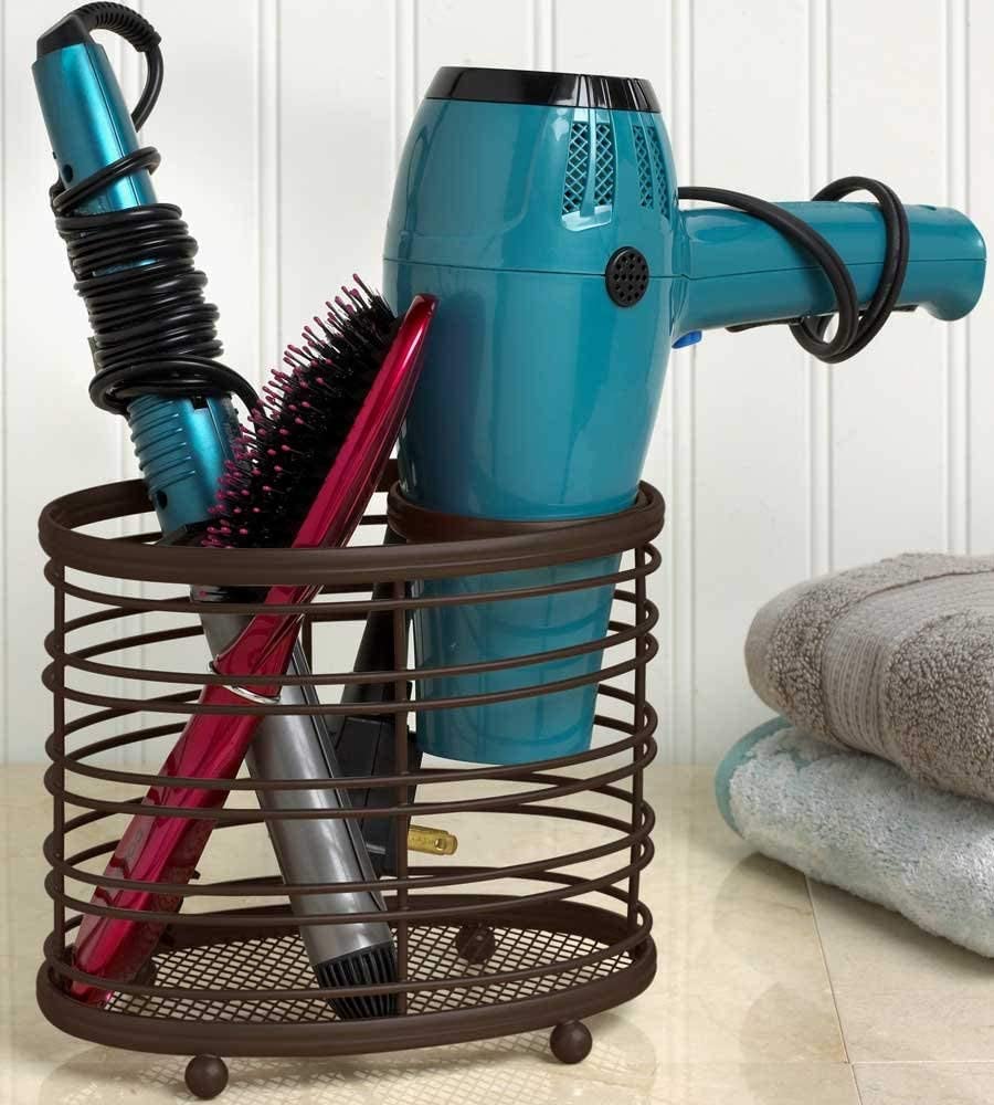 Spectrum Diversified Ashley Countertop Hair Dryer & Accessory Organizer Station Styling Tool Caddy f
