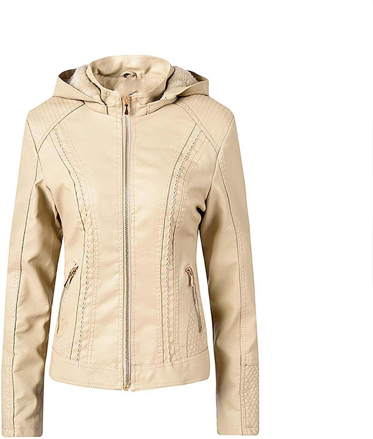 Workout Tops for Women Faux Leather Biker Jacket Trendy Motocross Racer Jacket Fall & Winter Basebal