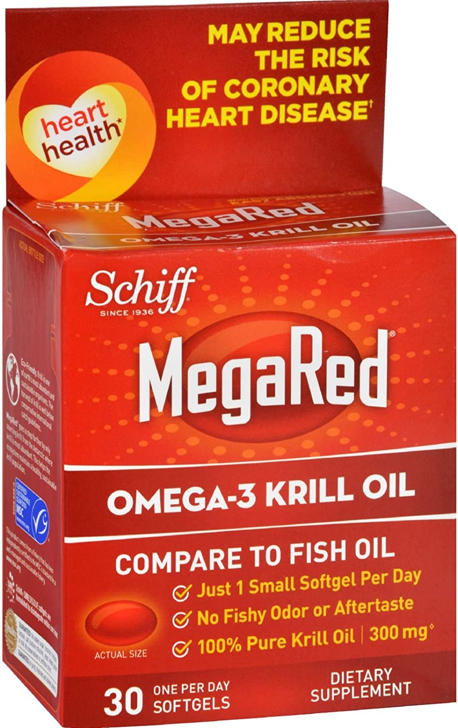 Schiff Vitamins Omega 3 Krill Oil - MegaRed - 300 mg- 30 Softgels