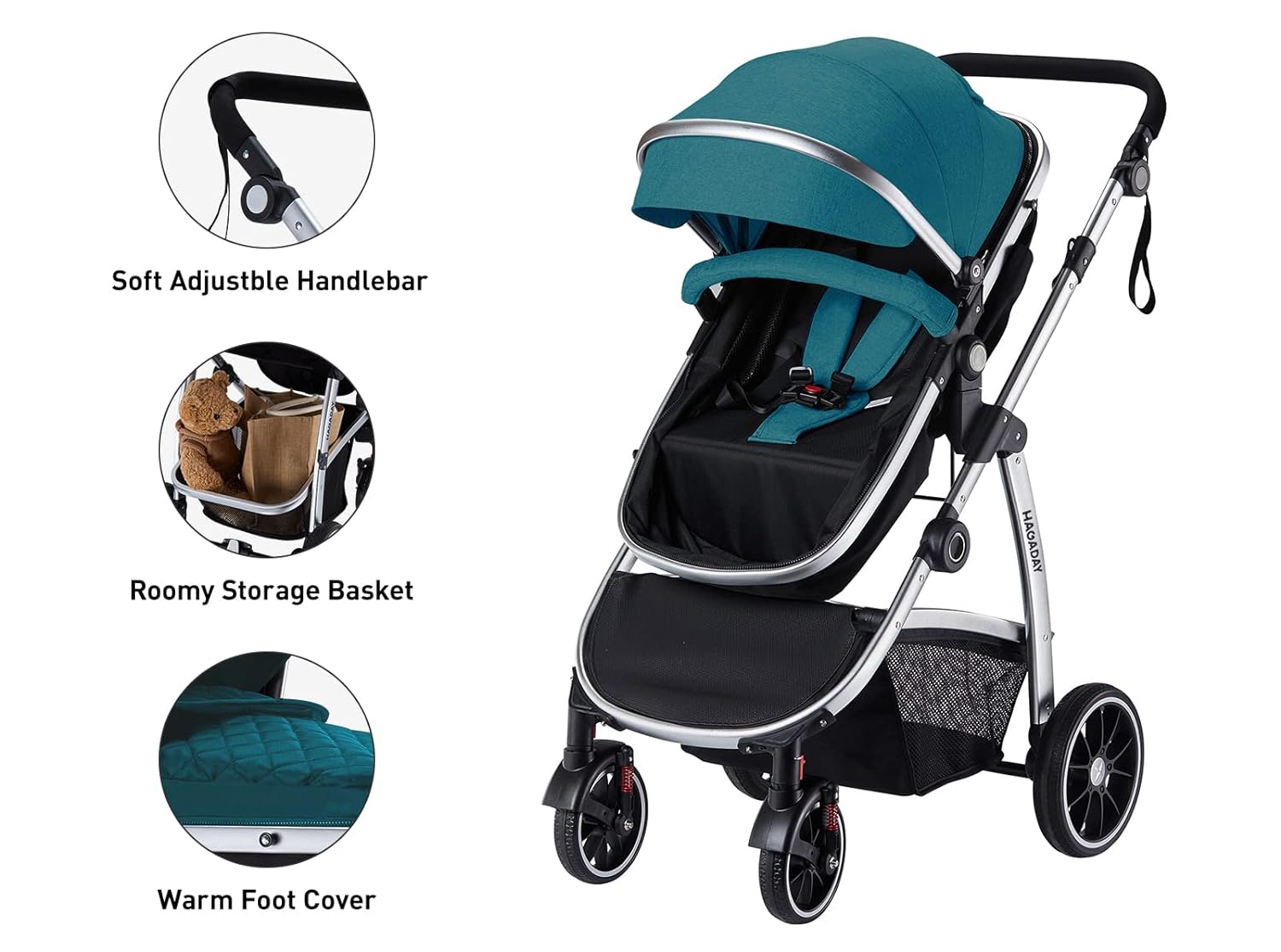 HAGADAY Baby Stroller, Infant Stroller with Reversible Seat, Newborn Stroller with Canopy\xef\xbc\x8