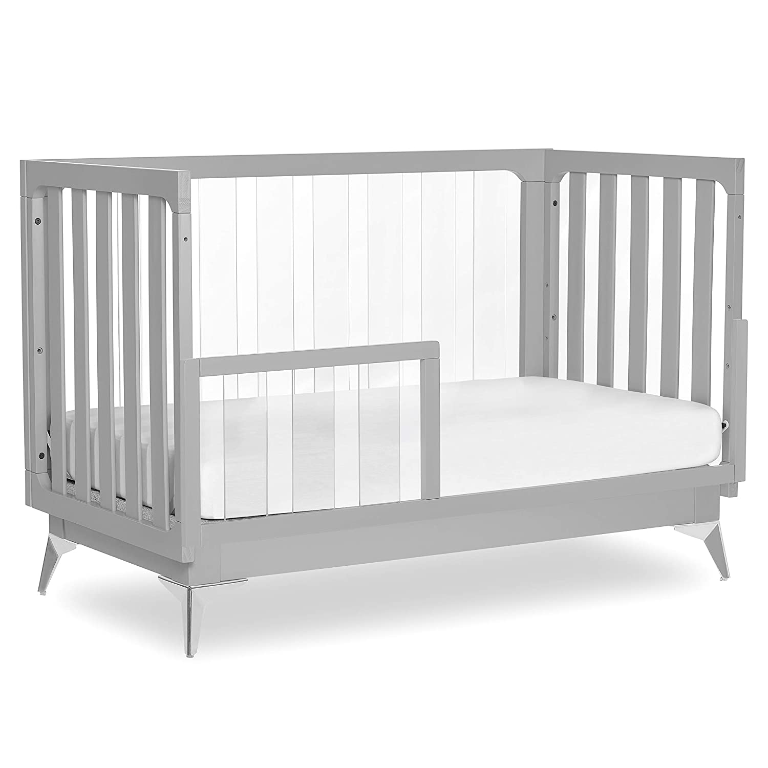 Evolur Acrylic Millennium 4 in 1 Convertible Crib Toddler Rail I Easily