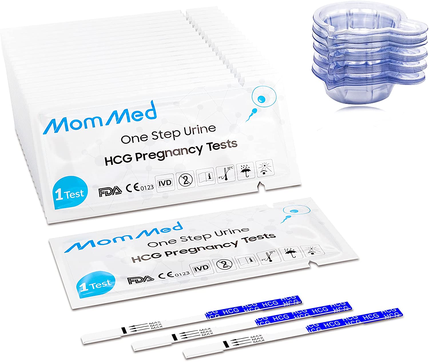 MomMed Pregnancy Test, 20-Count Pregnancy Test Strips, HCG Test Strips Pregnancy with 20 Free Urine 
