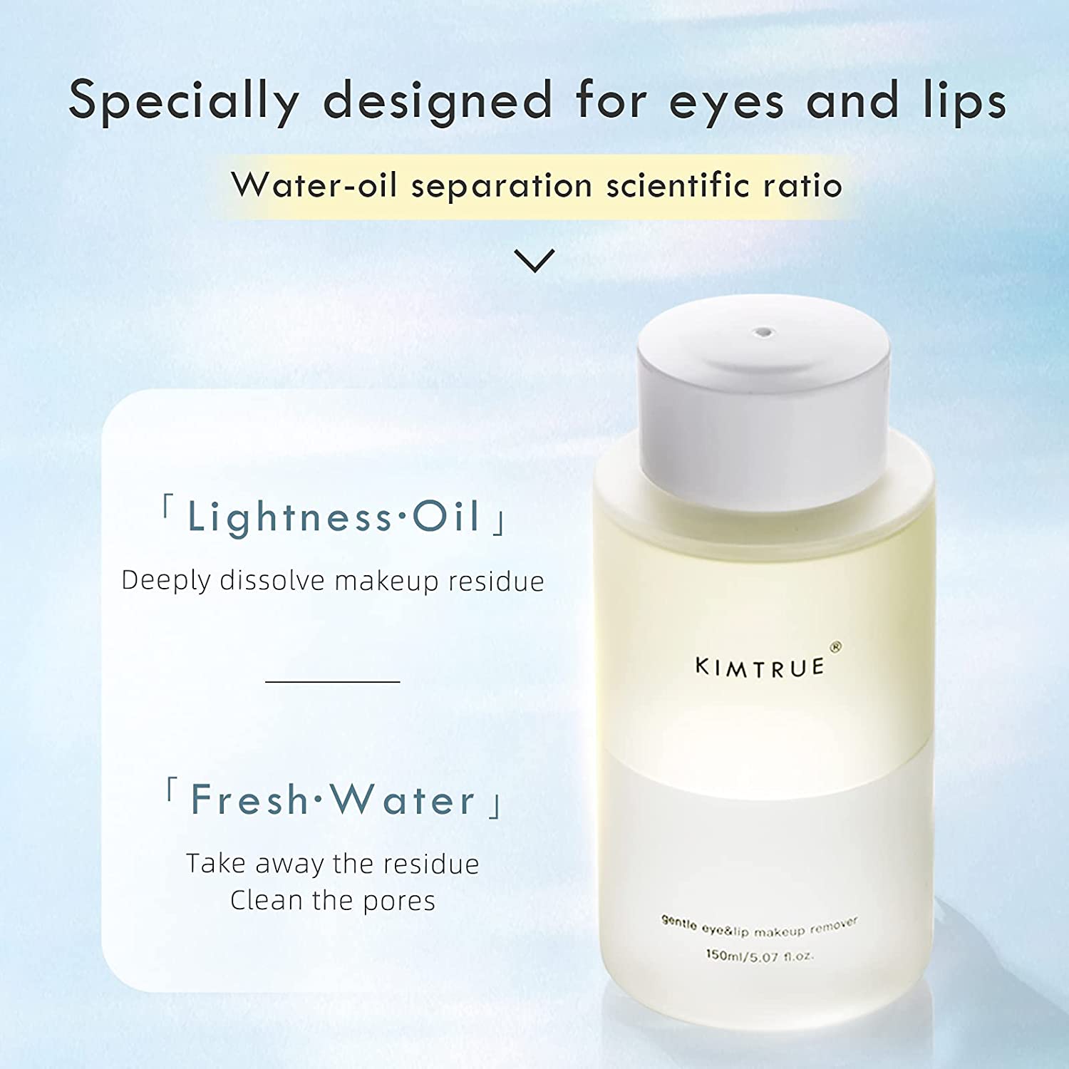KIMTRUE Gentle Eye and Lip Makeup Remover, 2 in 1 Makeup Cleansing Oil with Bilberry & Moringa Seed