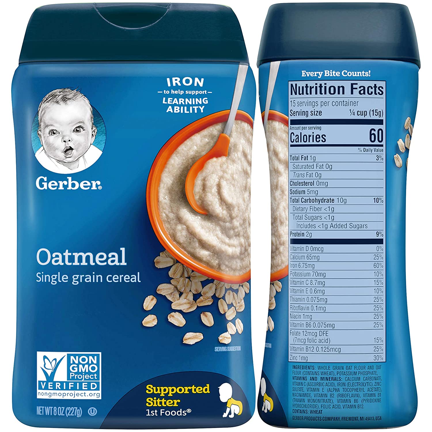 Gerber Baby Cereal Basic Flavor Variety Pack Combo- 8oz: Oatmeal Cereal, Rice Cereal, Multigrain Cer