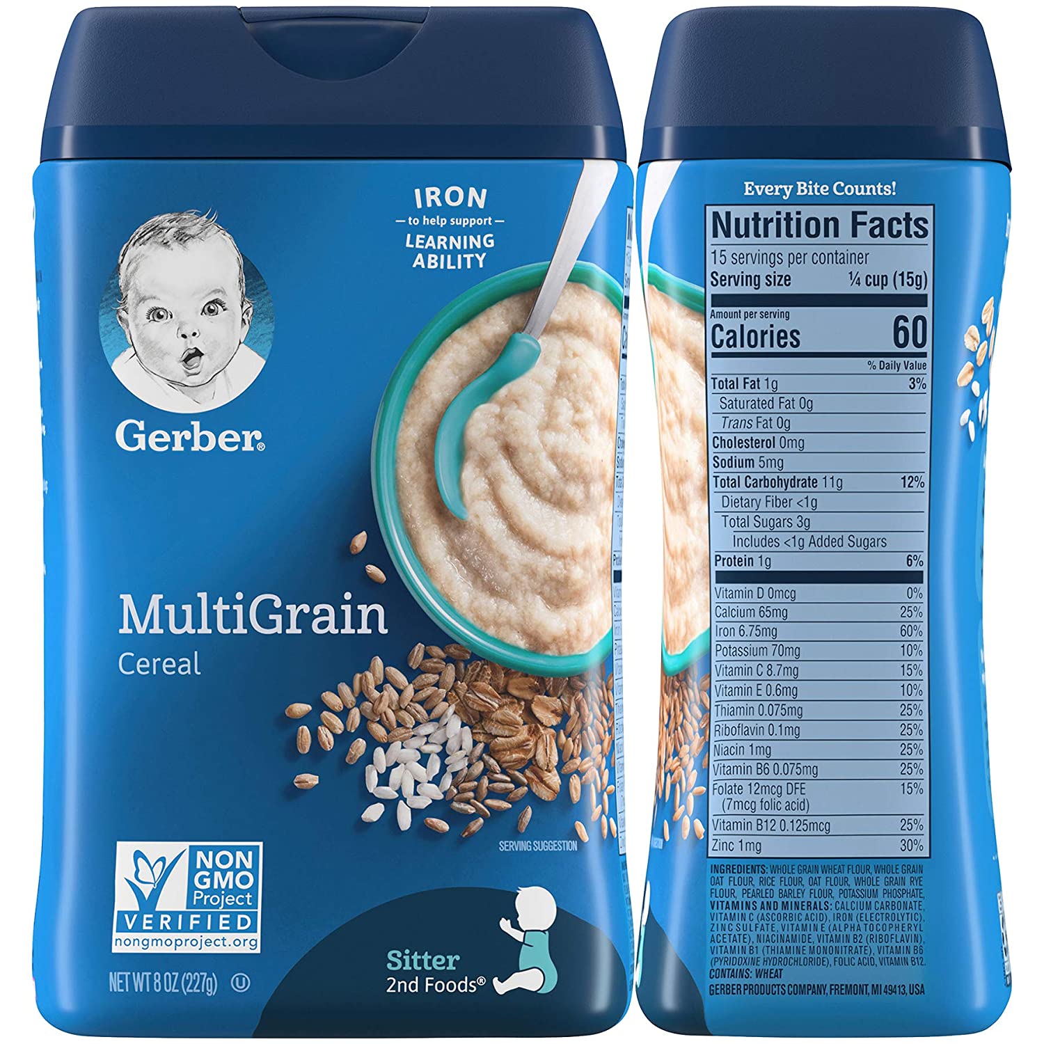 Gerber Baby Cereal Basic Flavor Variety Pack Combo- 8oz: Oatmeal Cereal, Rice Cereal, Multigrain Cer