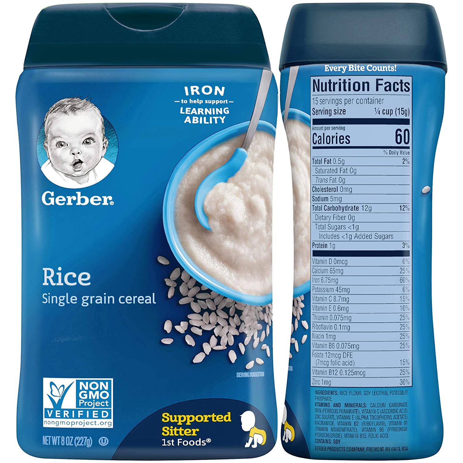 Gerber Baby Cereal Basic Flavor Variety Pack Combo- 8oz: Oatmeal Cereal, Rice Cereal, Multigrain Cer
