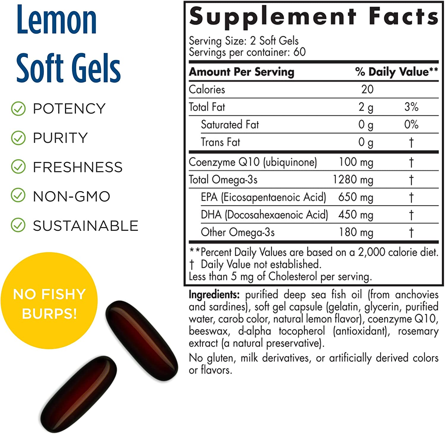 Nordic Naturals Ultimate Omega + CoQ10, Lemon - 120 Soft Gels - 1280 mg Omega-3 + 100 mg CoQ10 - Hea