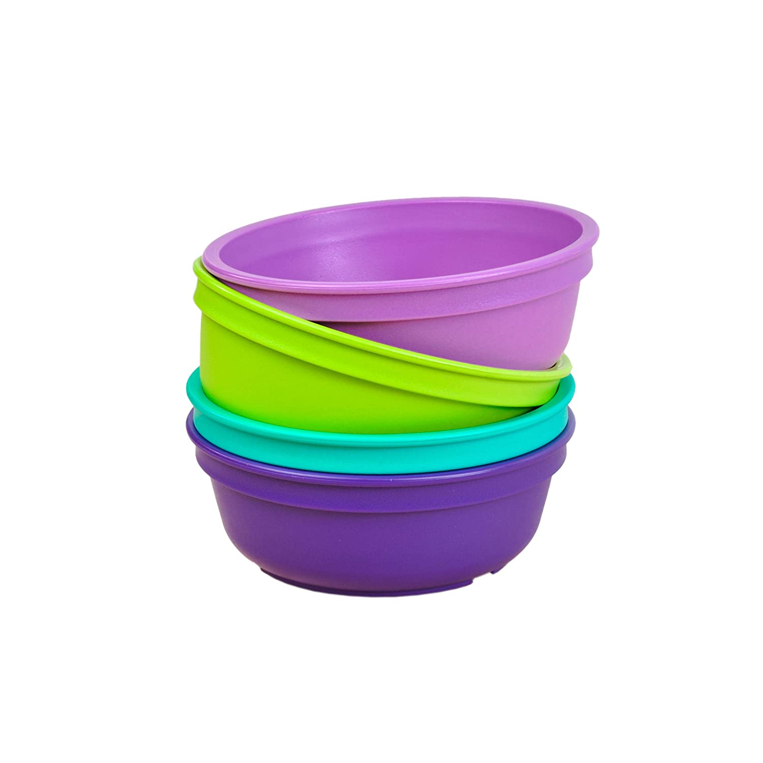 RE-PLAY Made in USA 4pk -12 oz. Bowls in Purple, Lime Green, Aqua & Amethyst | Made from Eco Friendl