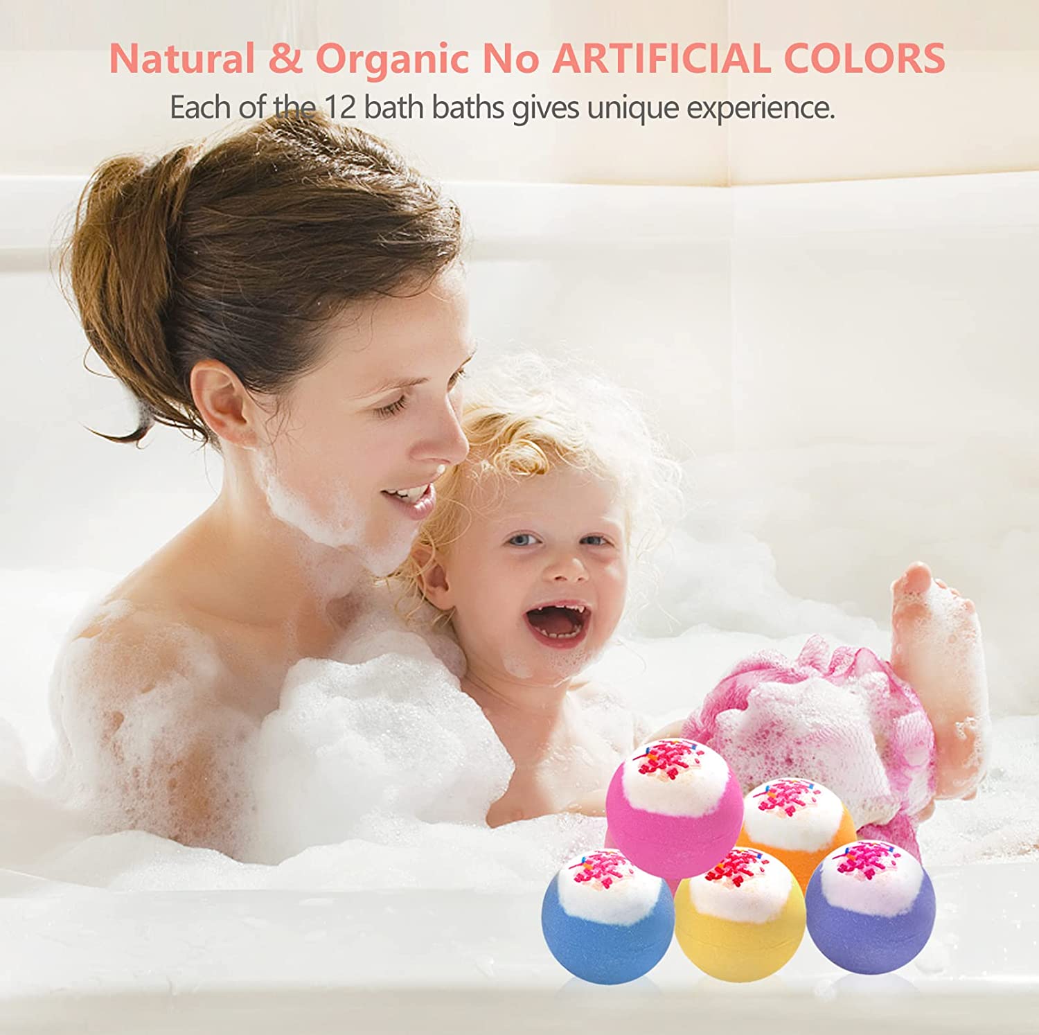 12×5.5oz Bath Bombs Organic & Natural Bath Bombs Bubble Bath Bombs for Kids Sugar Needle Bath Bombs
