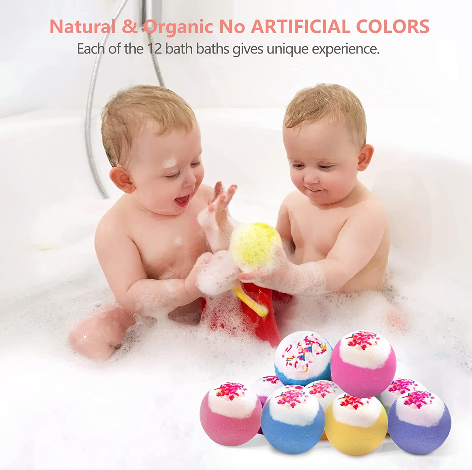 12×5.5oz Bath Bombs Organic & Natural Bath Bombs Bubble Bath Bombs for Kids Sugar Needle Bath Bombs