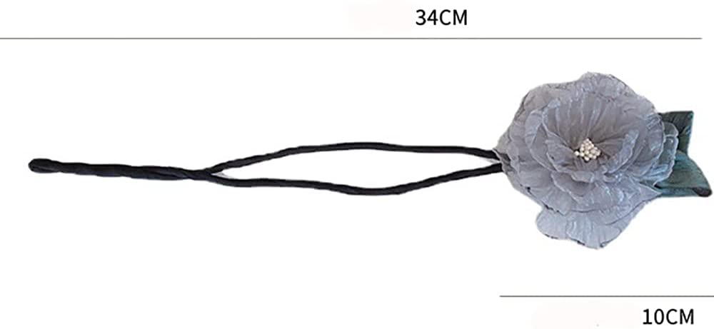 Flower Organza Hair Bands Ponytail Holder, Magic Clip Hair Bun Maker Hair Holder Curler Donut Tools 