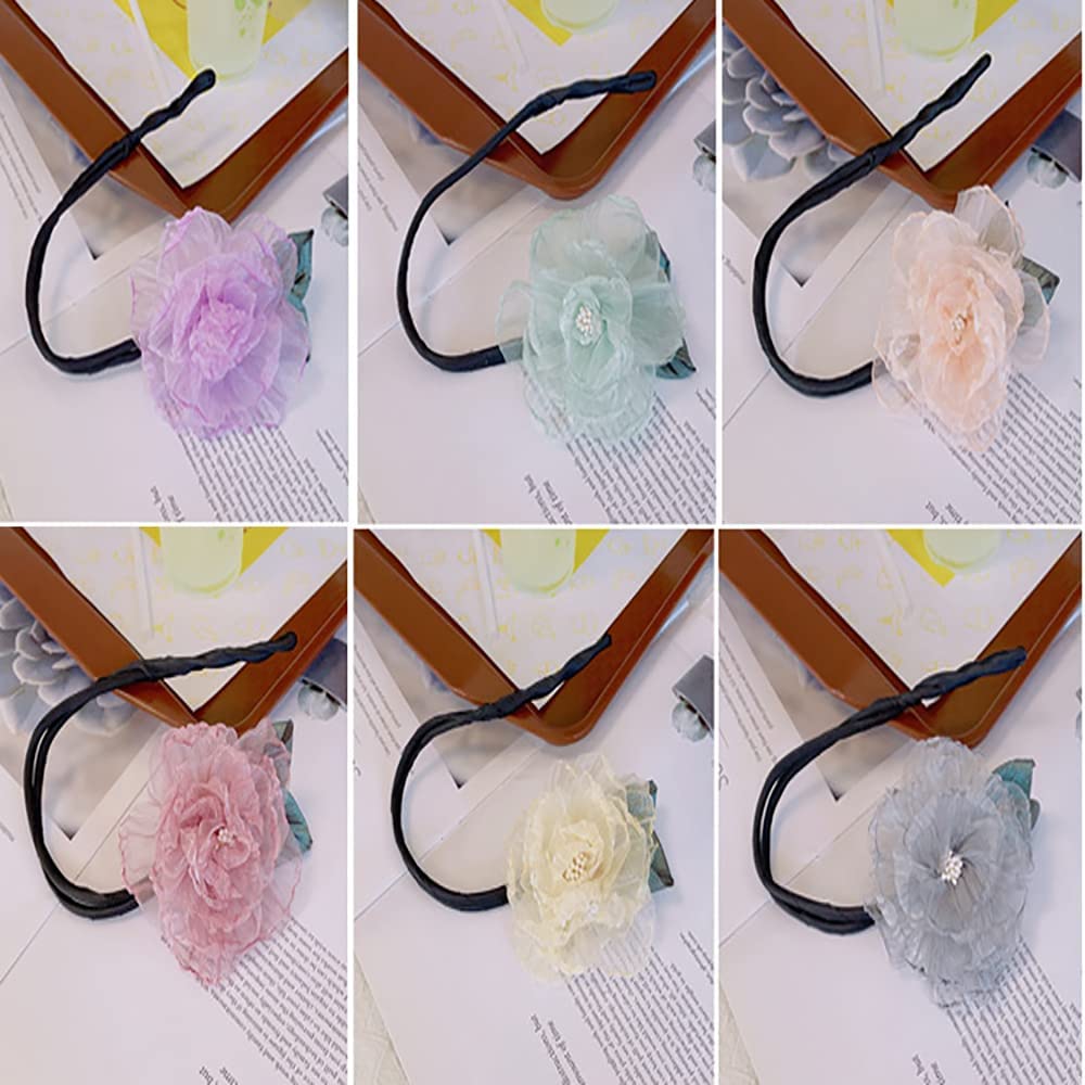Flower Organza Hair Bands Ponytail Holder, Magic Clip Hair Bun Maker Hair Holder Curler Donut Tools 