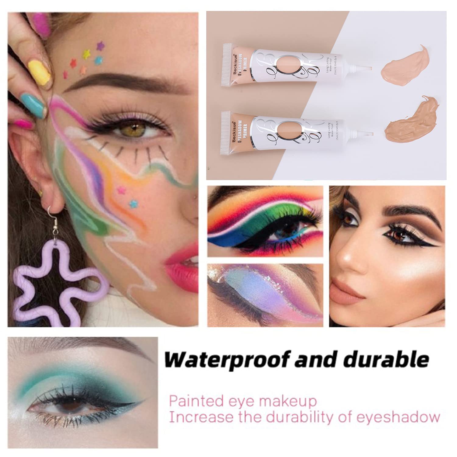 2PCS Matte Eyeshadow Primer, Makeup Eyeshadow Base to Prevent Oily Lids and Creasing, Long-lasting W