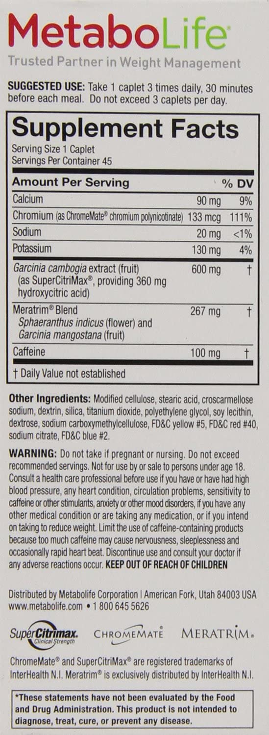 Twinlab MetaboLife Ultra Advanced Weight Loss Formula Dietary Supplement, 45 Count