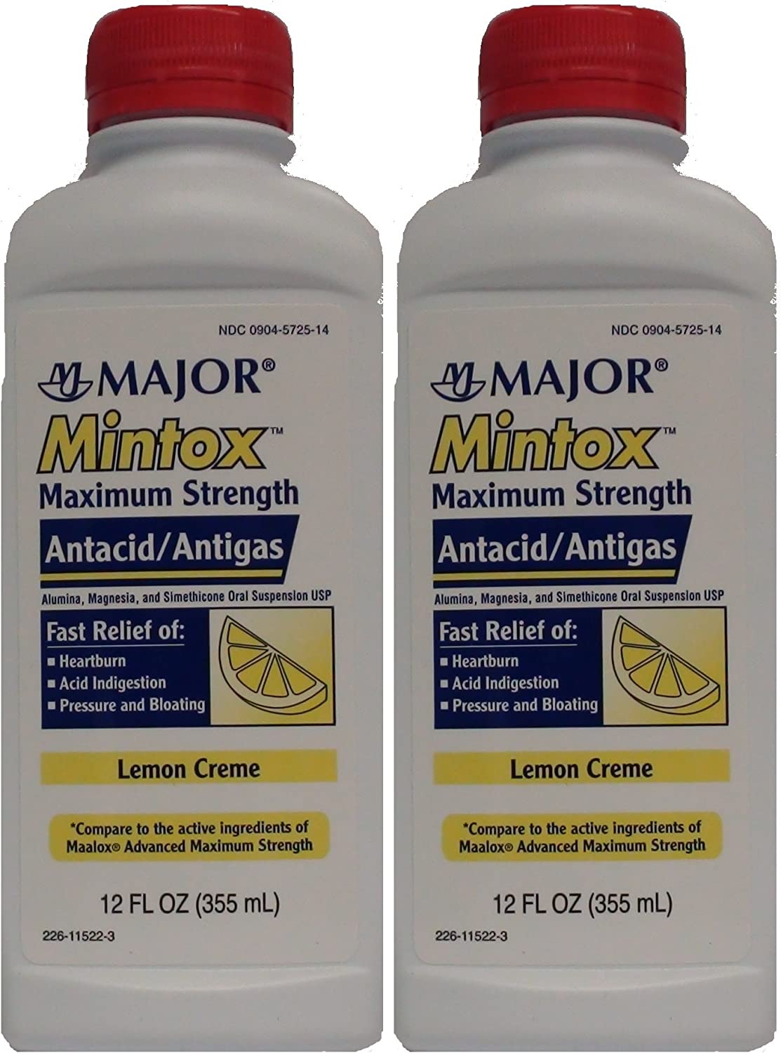 Mintox Maximum Strength Antacid Anti-Gas Liquid Generic for Maalox Max Lemon Flavor 12 oz Per Bottle