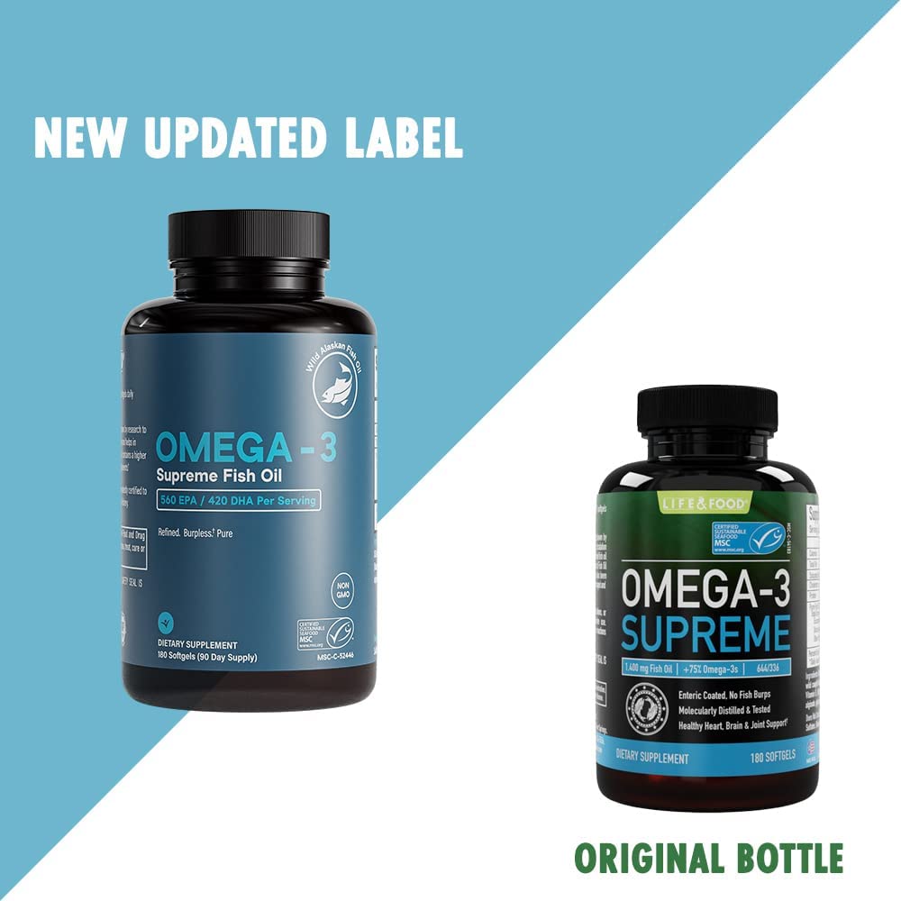 Omega-3 Supreme 1400 mg Wild Alaskan Fish Oil | Enteric Coated, Burpless | MSC Certified High EPA DH
