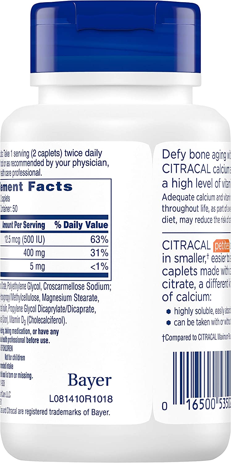 Citracal Calcium Citrate Petites W/Vitamin D Tablets 100 Ct (5 Pack)