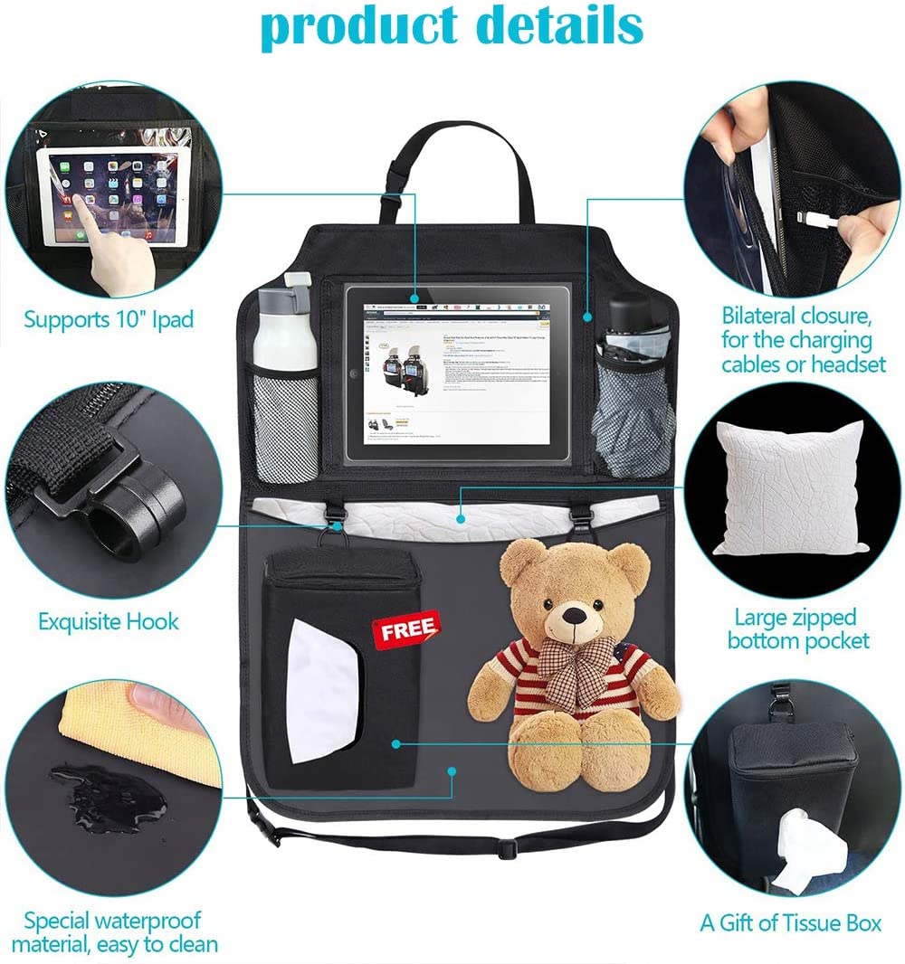 UCARE Car Backseat Organizer 2Pcs Kick Mats Waterproof Cars Seat Back Organizers Protector Covers fo