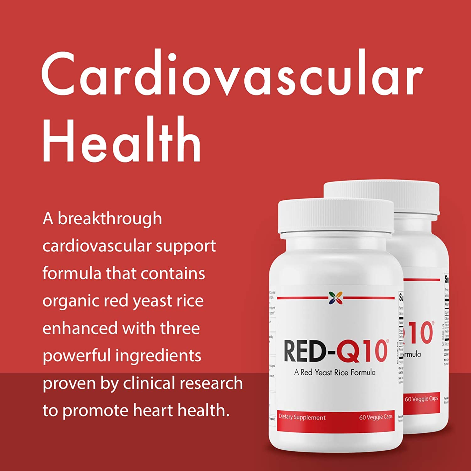 Stop Aging Now - RED-Q10 Organic Red Yeast Rice - Antioxidants, Cholesterol, Blood Pressure and Card