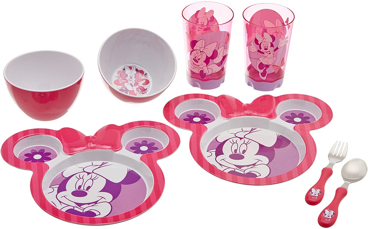 Zak Designs 8-Piece Dinnerware Set, Minnie Mouse