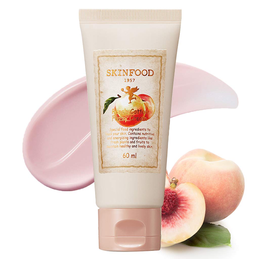 SKINFOOD Peach Cotton Fuzzy Cream 60ml (2.03 oz) - Pink Calamine Contained Sebum Control Facial Tone