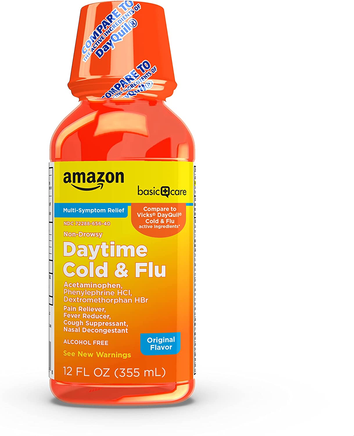 Amazon Basic Care Daytime Cold & Flu Liquid; Cold Care for Daytime Cold and Flu, 12 Fluid Ounces