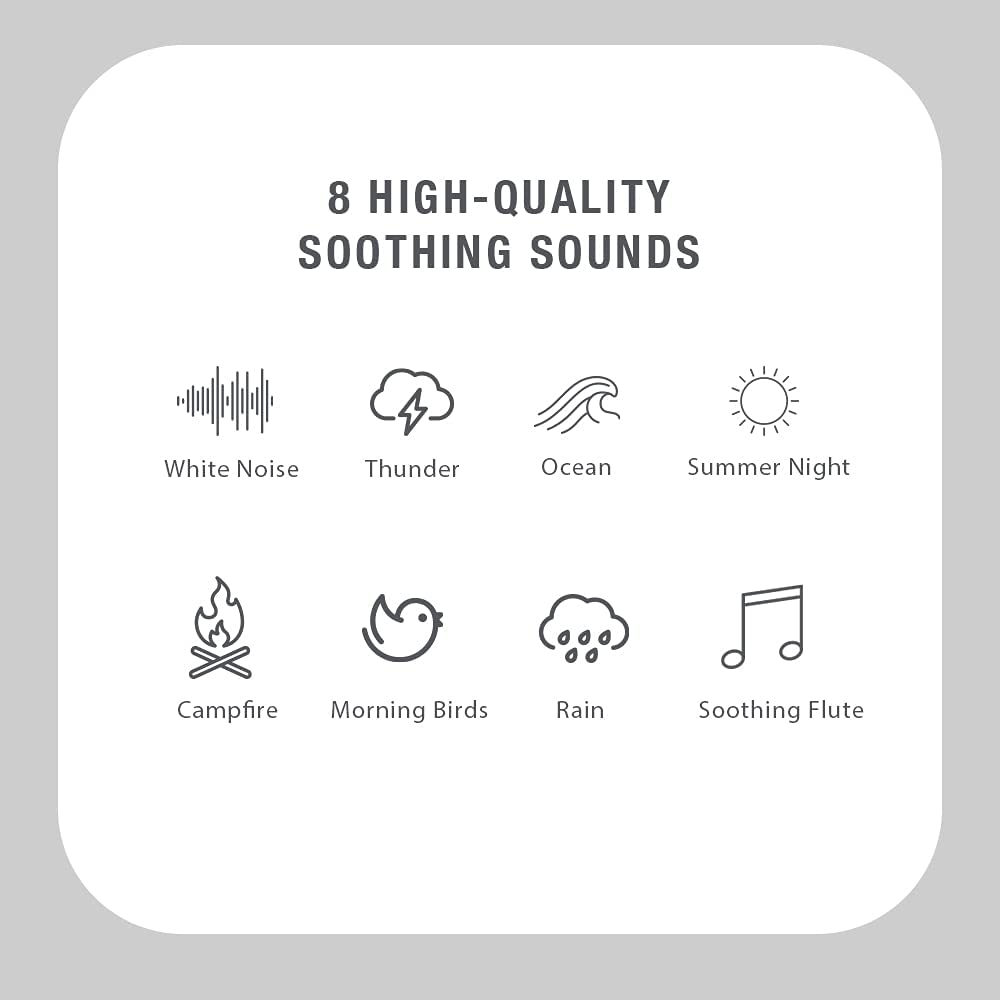 Brookstone White Noise Sound Machine Mixer | 8 Natural Sounds | 7 Night-Light Colors | Auto-Off Time