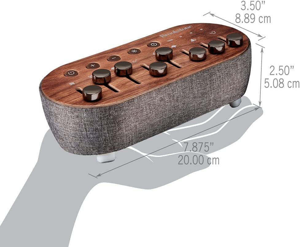 Brookstone White Noise Sound Machine Mixer | 8 Natural Sounds | 7 Night-Light Colors | Auto-Off Time