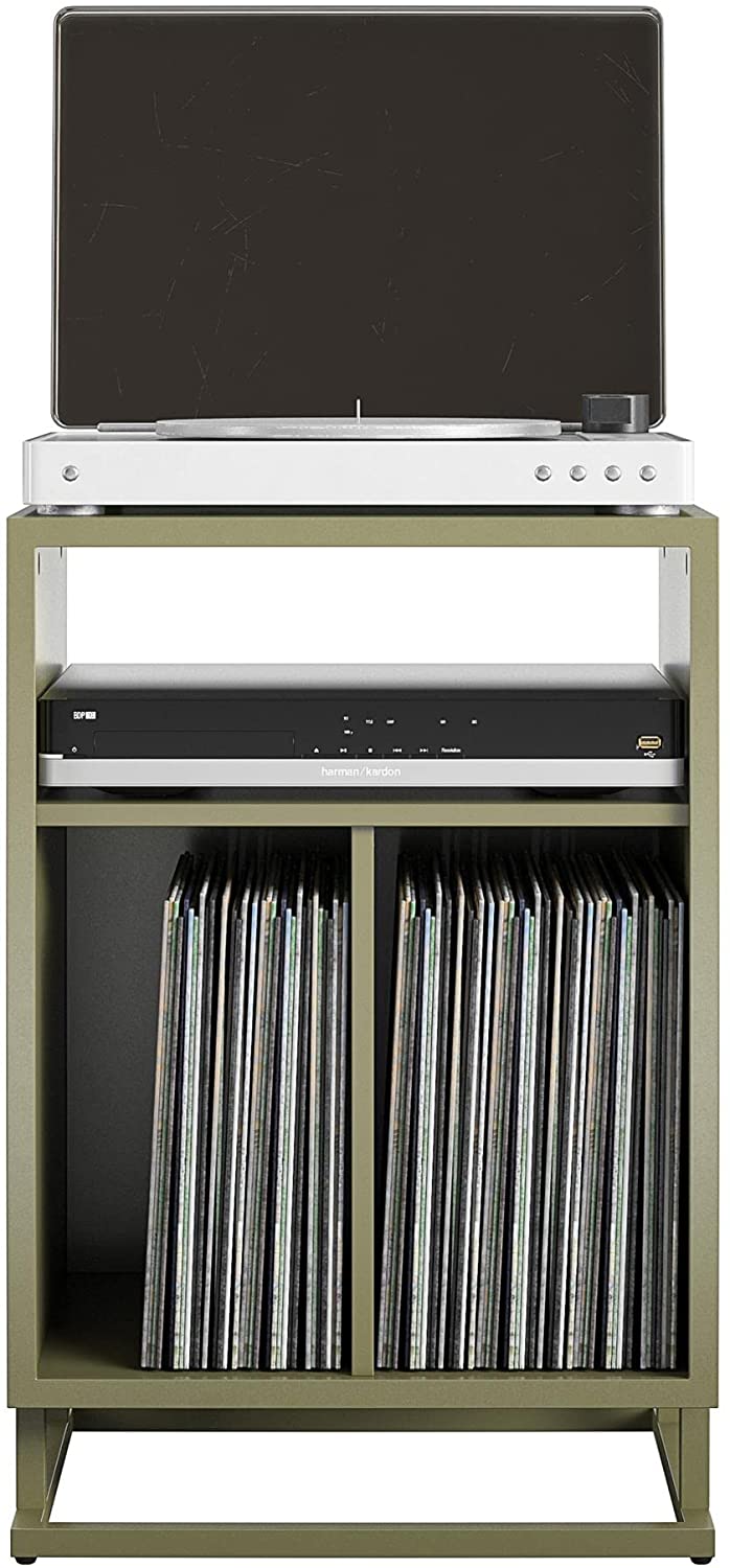 Novogratz Regal Turntable Stand/End Table, Olive Green