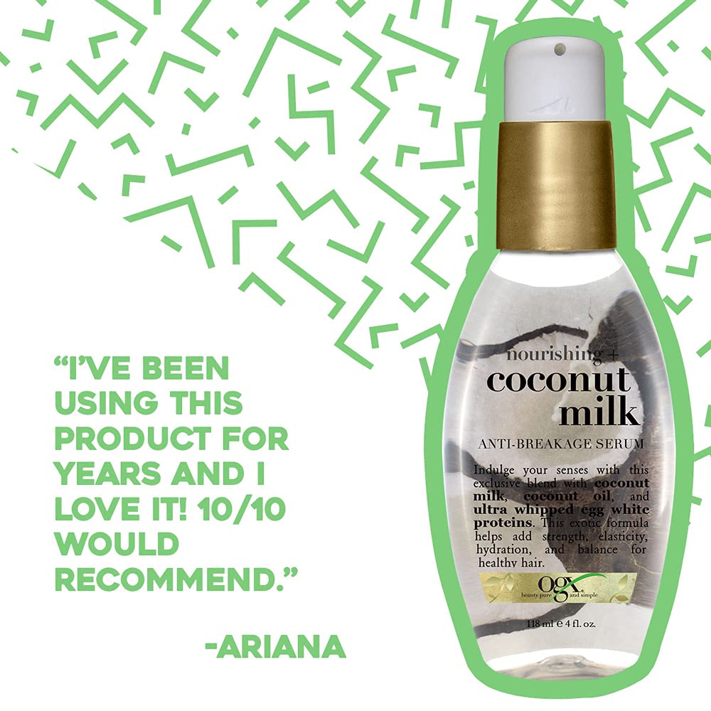 OGX Nourishing + Coconut Milk AntiBreakage Serum, 4 Fl Oz