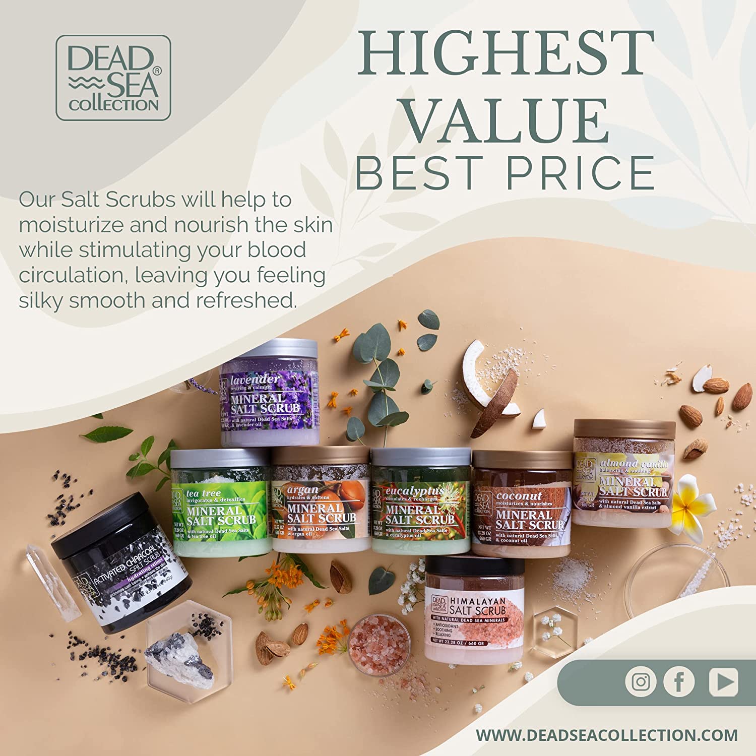 Dead Sea Collection Mineral Salt Scrub with Himalayan Salt 23.98 oz.