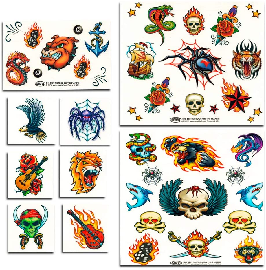 Savvi Classic Tattoos Party Pack (3 Full-Sized Bags ~ 125 Tattoos)