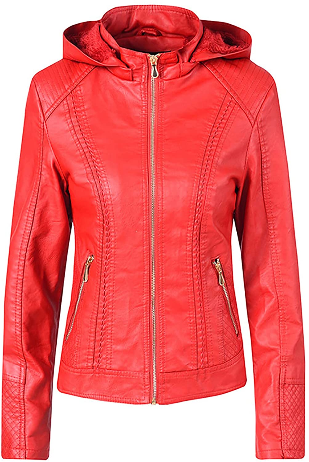 Workout Tops for Women Faux Leather Biker Jacket Trendy Motocross Racer Jacket Fall & Winter Basebal