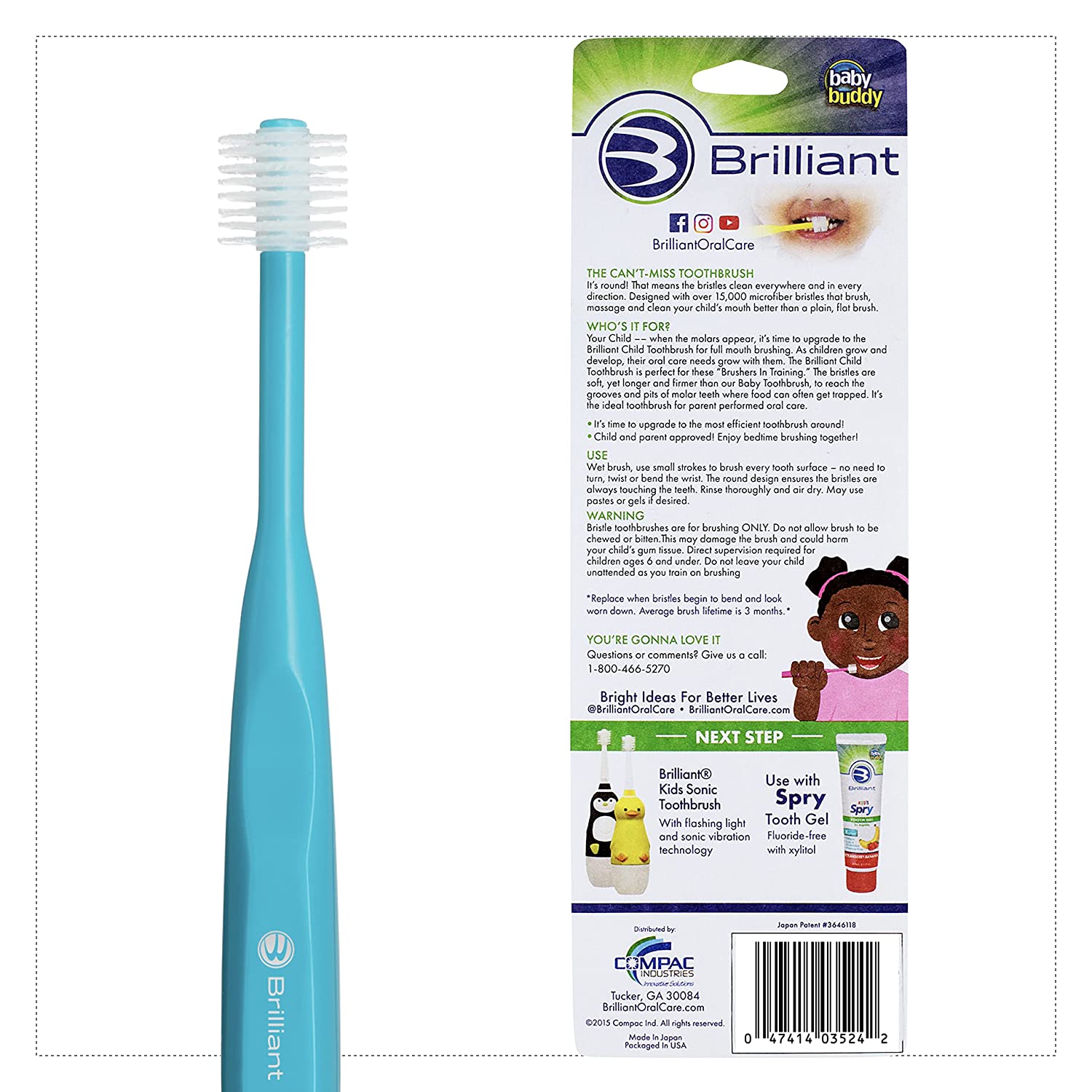 Brilliant Child Toothbrush by Baby Buddy - Ages 2-5 Years, When Molars Appear, Micro Bristles Clean