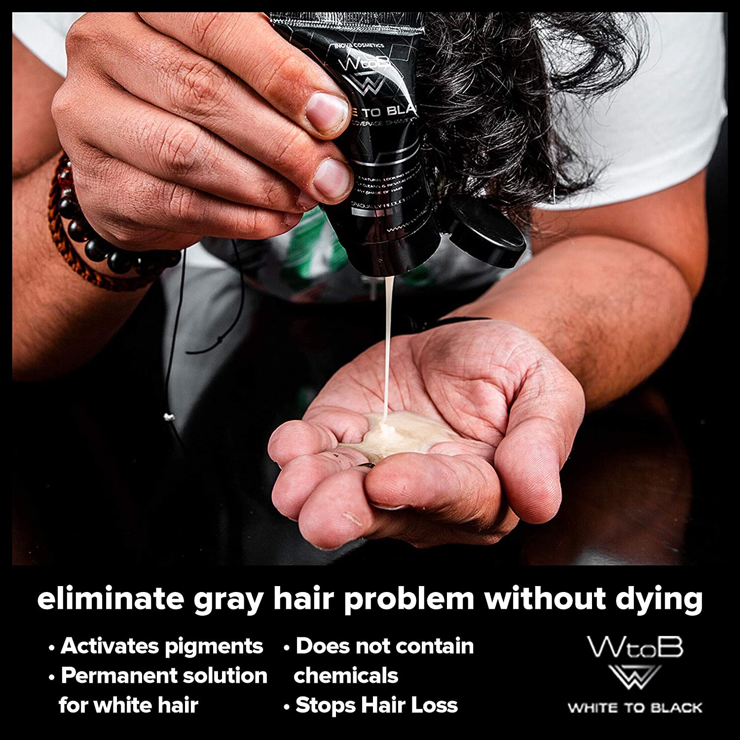 White to Black, Grey Coverage Shampoo, 50 ml (Pack of 2)