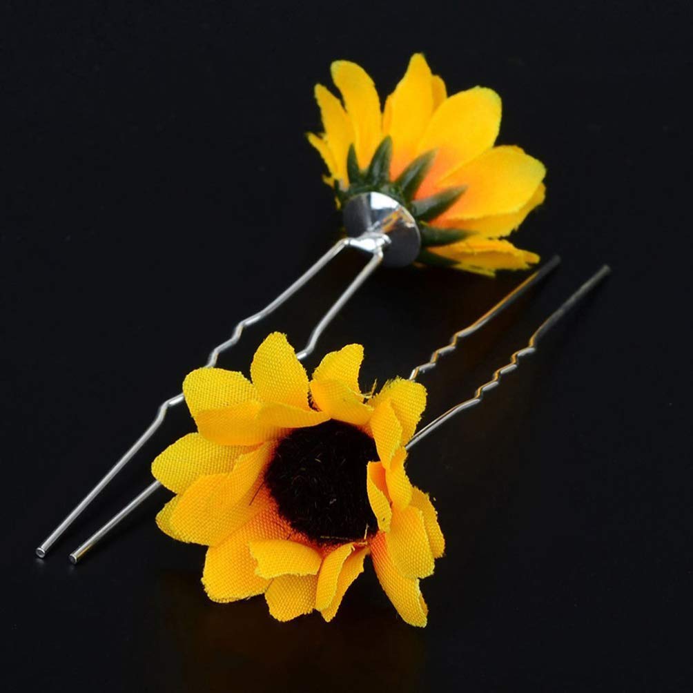 Frcolor 10PCS Daisy Sunflower Bridal Wedding Hair Pins Hair Clips