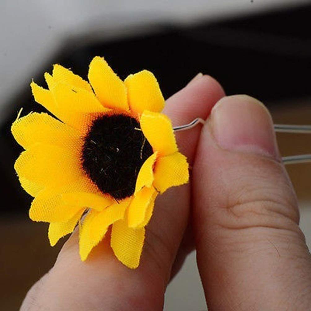 Frcolor 10PCS Daisy Sunflower Bridal Wedding Hair Pins Hair Clips
