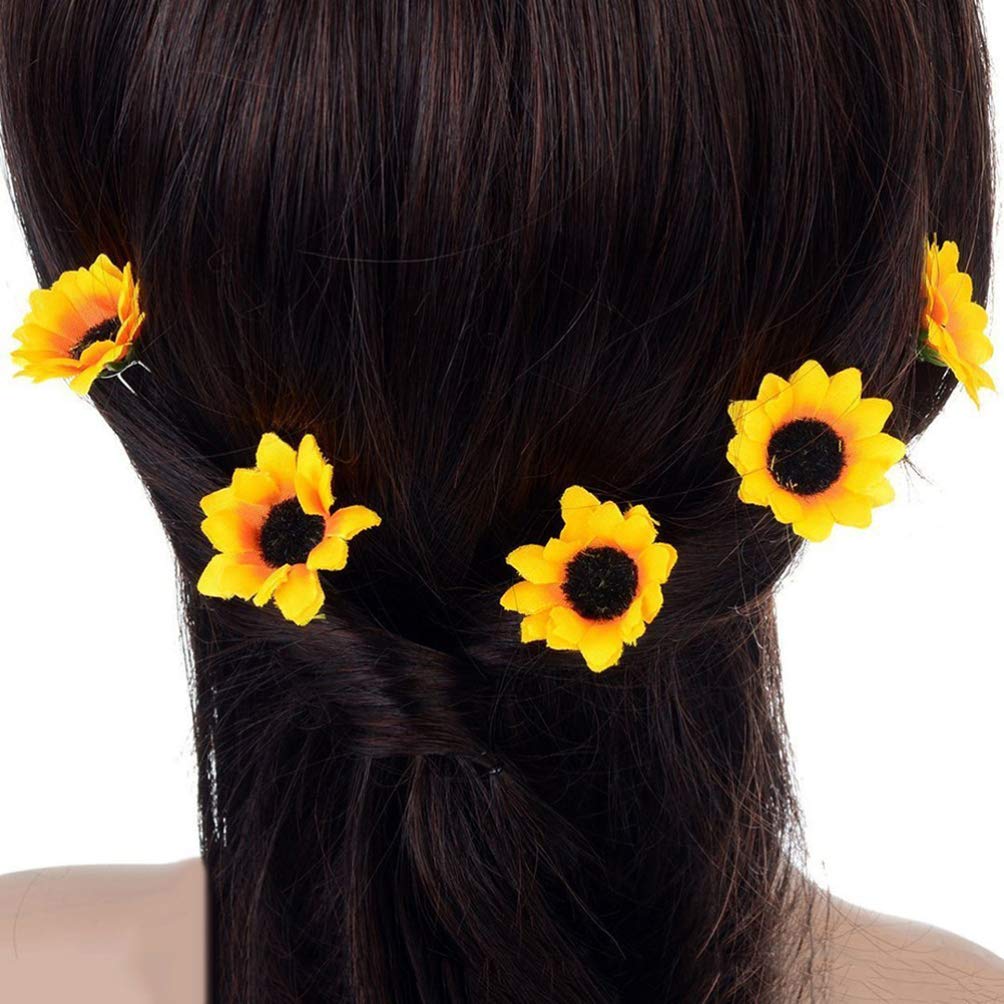Frcolor 10PCS Daisy Sunflower Bridal Wedding Hair Pins Hair Clips