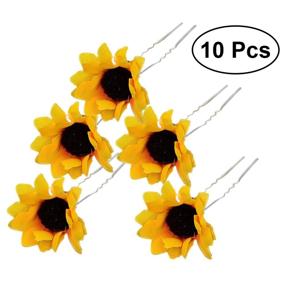 Frcolor 10PCS Daisy Sunflower Bridal Wedding Hair Pins Hair Clips