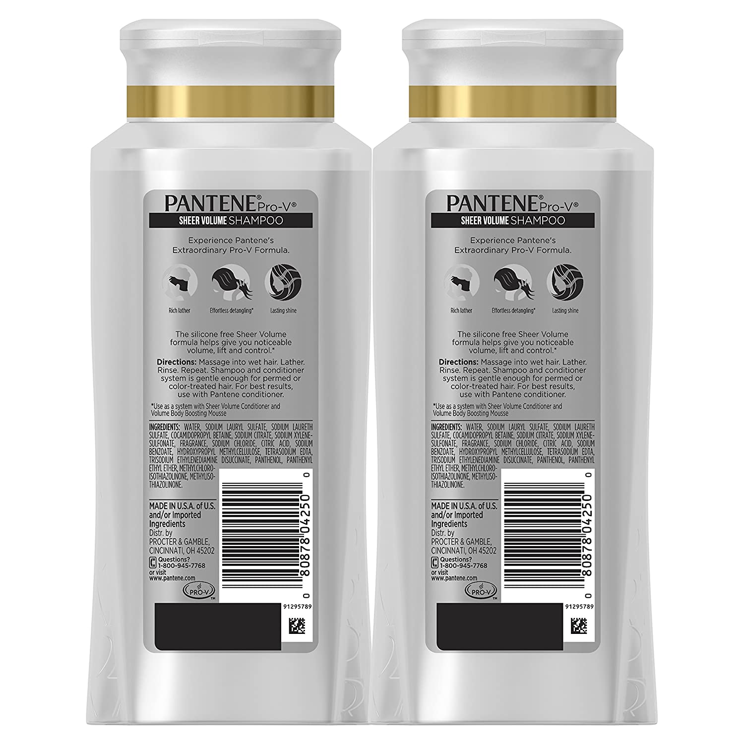 Pantene, Shampoo, Pro-V Sheer Volume for Fine Hair, 25.4 fl oz, Twin Pack