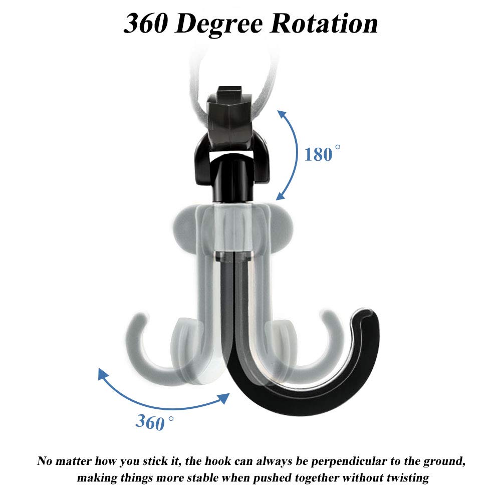 Stroller Hooks | 2 Pack of Multi Purpose Hooks | 360 Swivel Stroller Clips for Mommy, Perfect Stroll