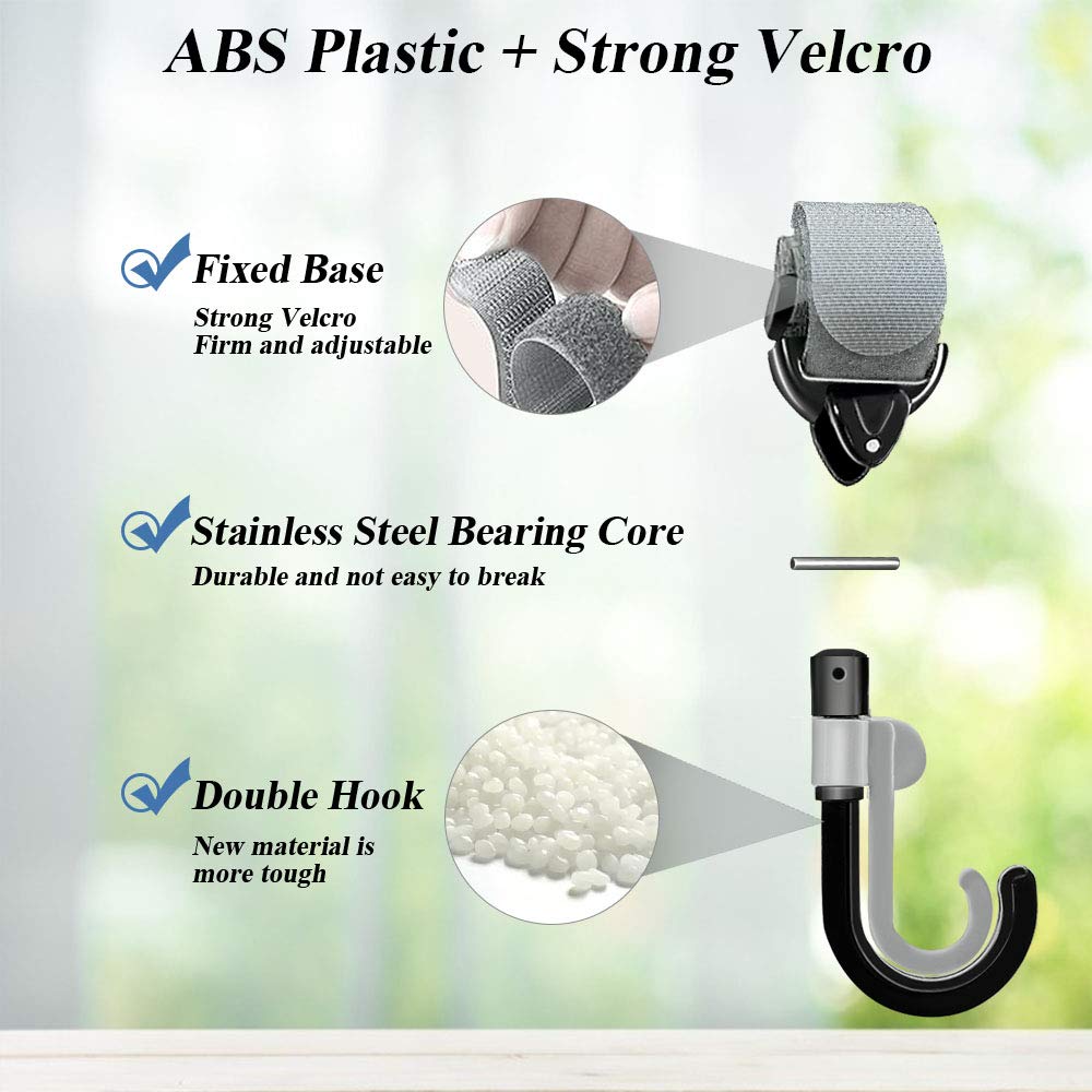 Stroller Hooks | 2 Pack of Multi Purpose Hooks | 360 Swivel Stroller Clips for Mommy, Perfect Stroll