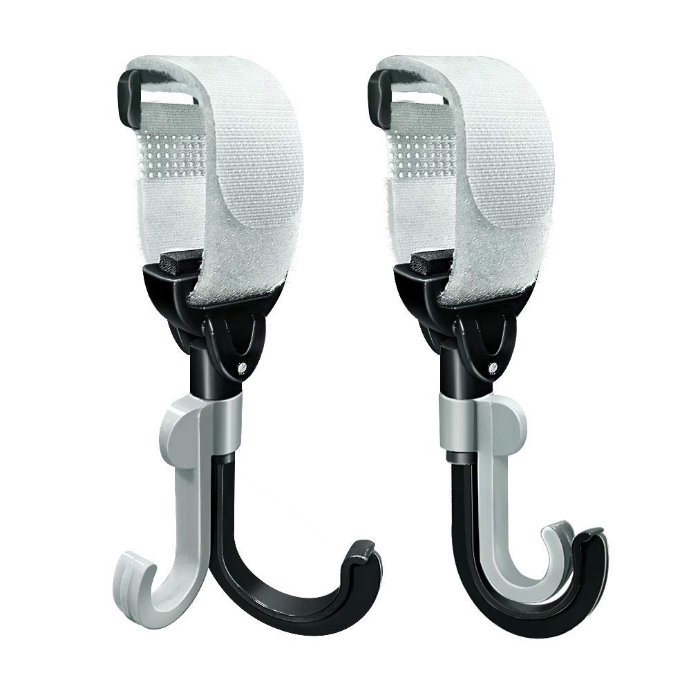 Stroller Hooks | 2 Pack of Multi Purpose Hooks | 360 Swivel Stroller Clips for Mommy, Perfect Stroll