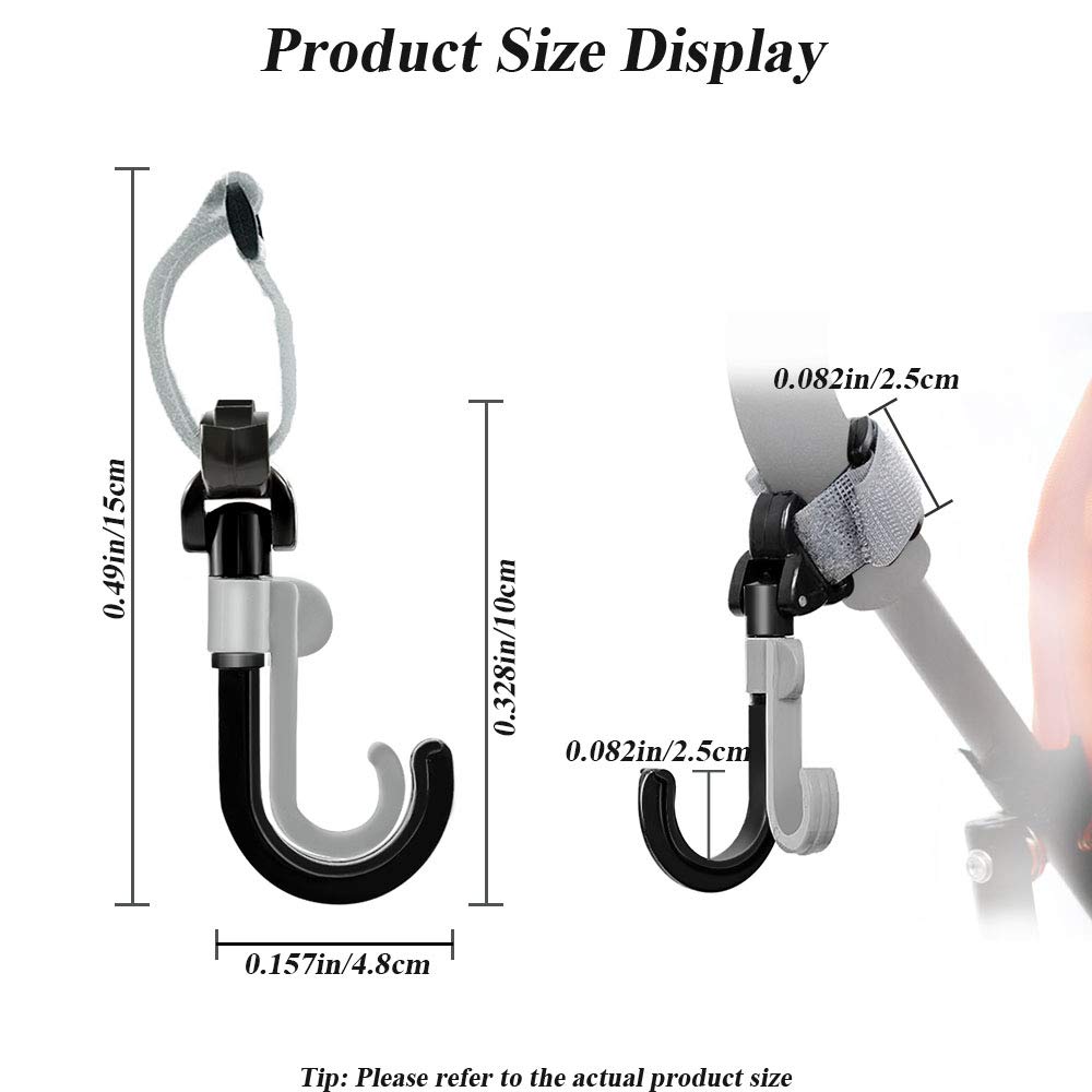 Stroller Hooks | 2 Pack of Multi Purpose Hooks | 360 Swivel Stroller Clips for Mommy, Perfect Stroll