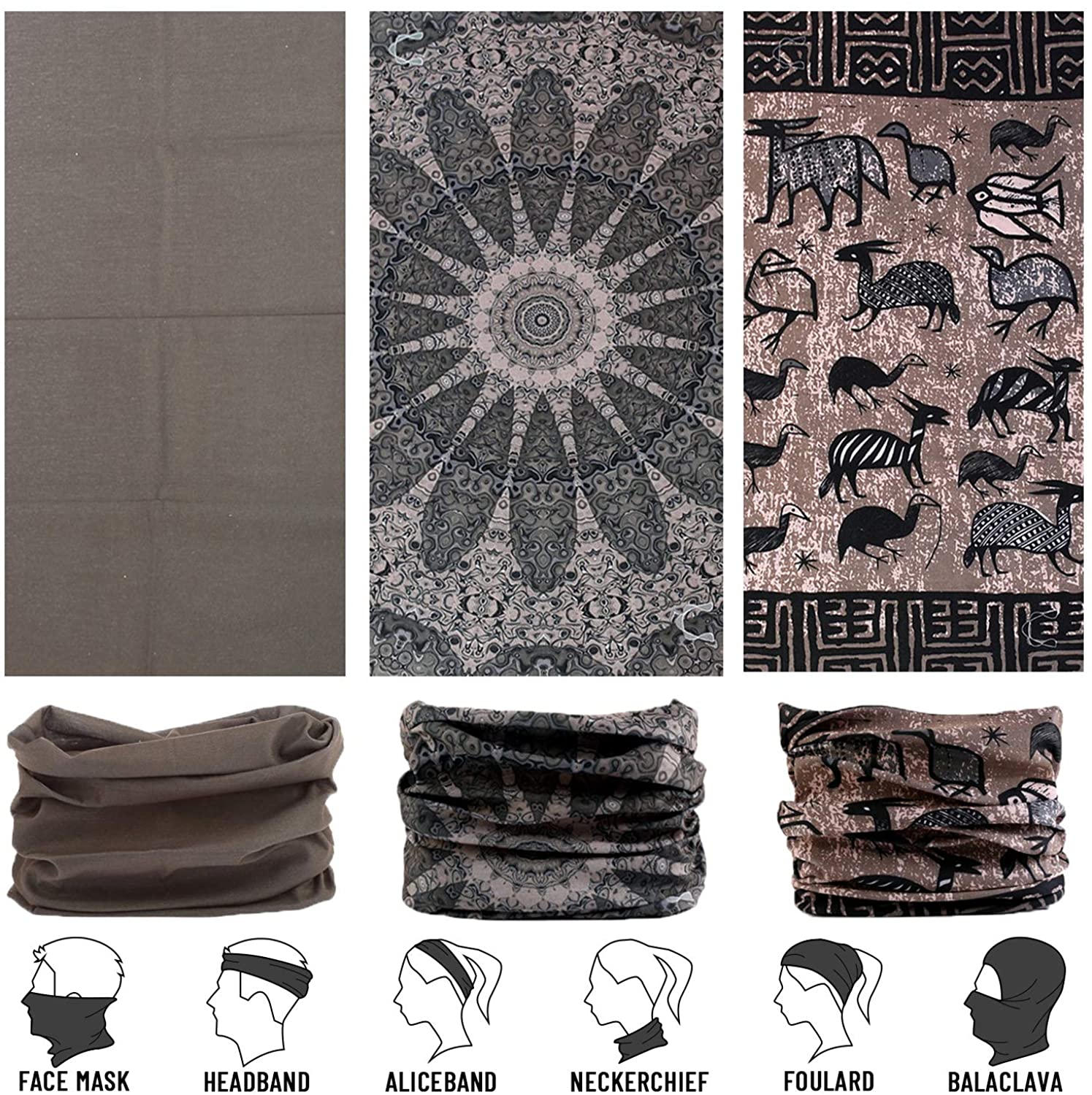 Neck Gaiter, Magic Headband Sport Headwear Elastic Face Mask Bandana Scarf UV Resistence Balaclava, 